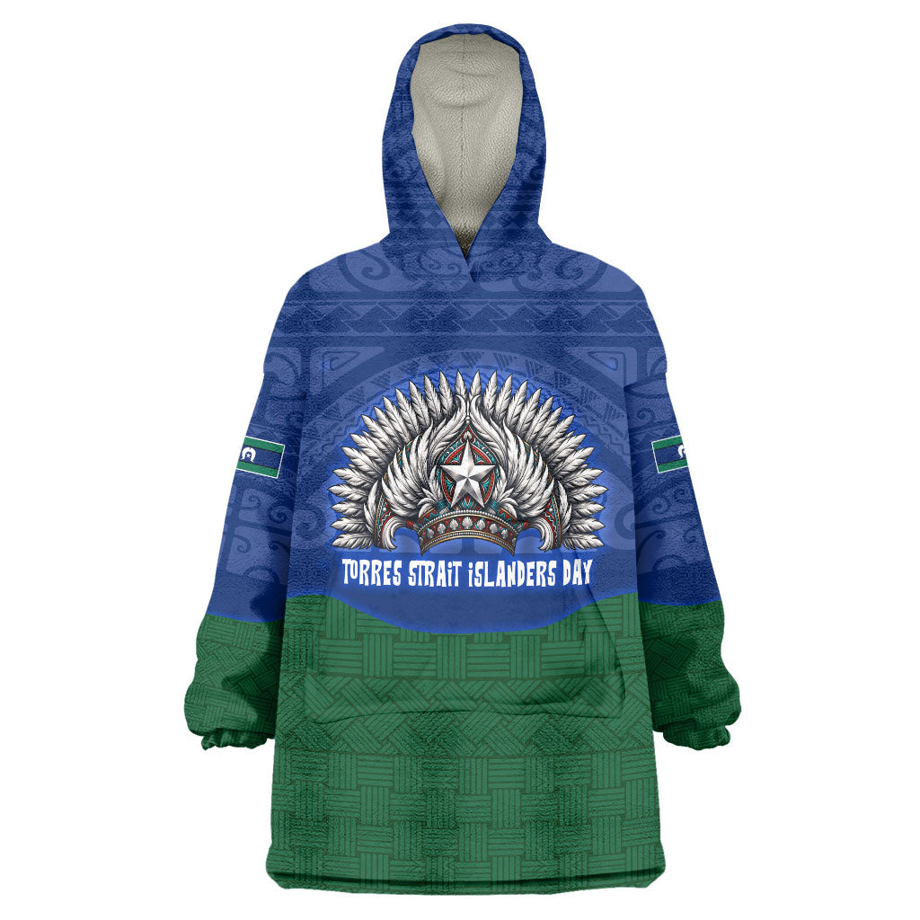 Torres Strait Islanders Day Traditional Dhari Headdress Wearable Blanket Hoodie Indigenous Australian Tribal Weaving Pattern Culture