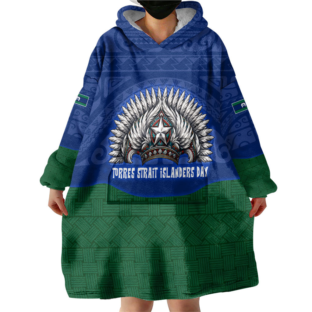Torres Strait Islanders Day Traditional Dhari Headdress Wearable Blanket Hoodie Indigenous Australian Tribal Weaving Pattern Culture