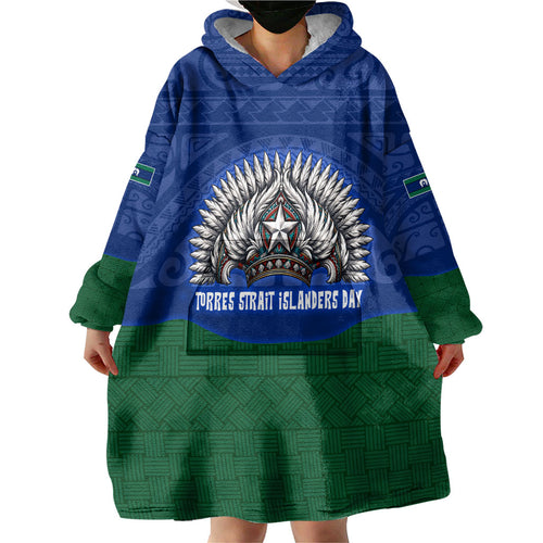 Torres Strait Islanders Day Traditional Dhari Headdress Wearable Blanket Hoodie Indigenous Australian Tribal Weaving Pattern Culture