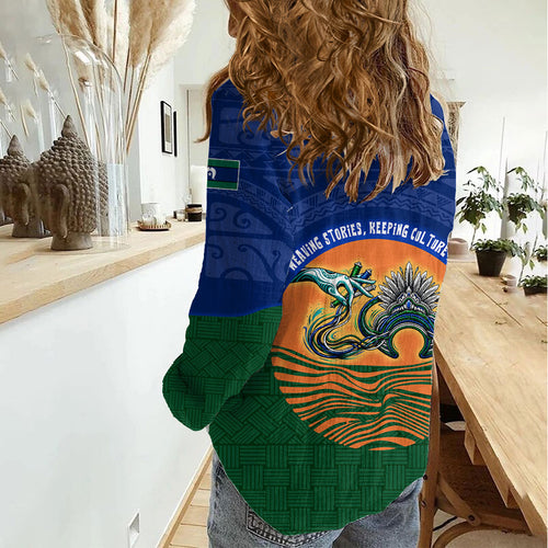 Torres Strait Islanders Day Traditional Dhari Headdress Women Casual Shirt Indigenous Australian Tribal Weaving Pattern Culture