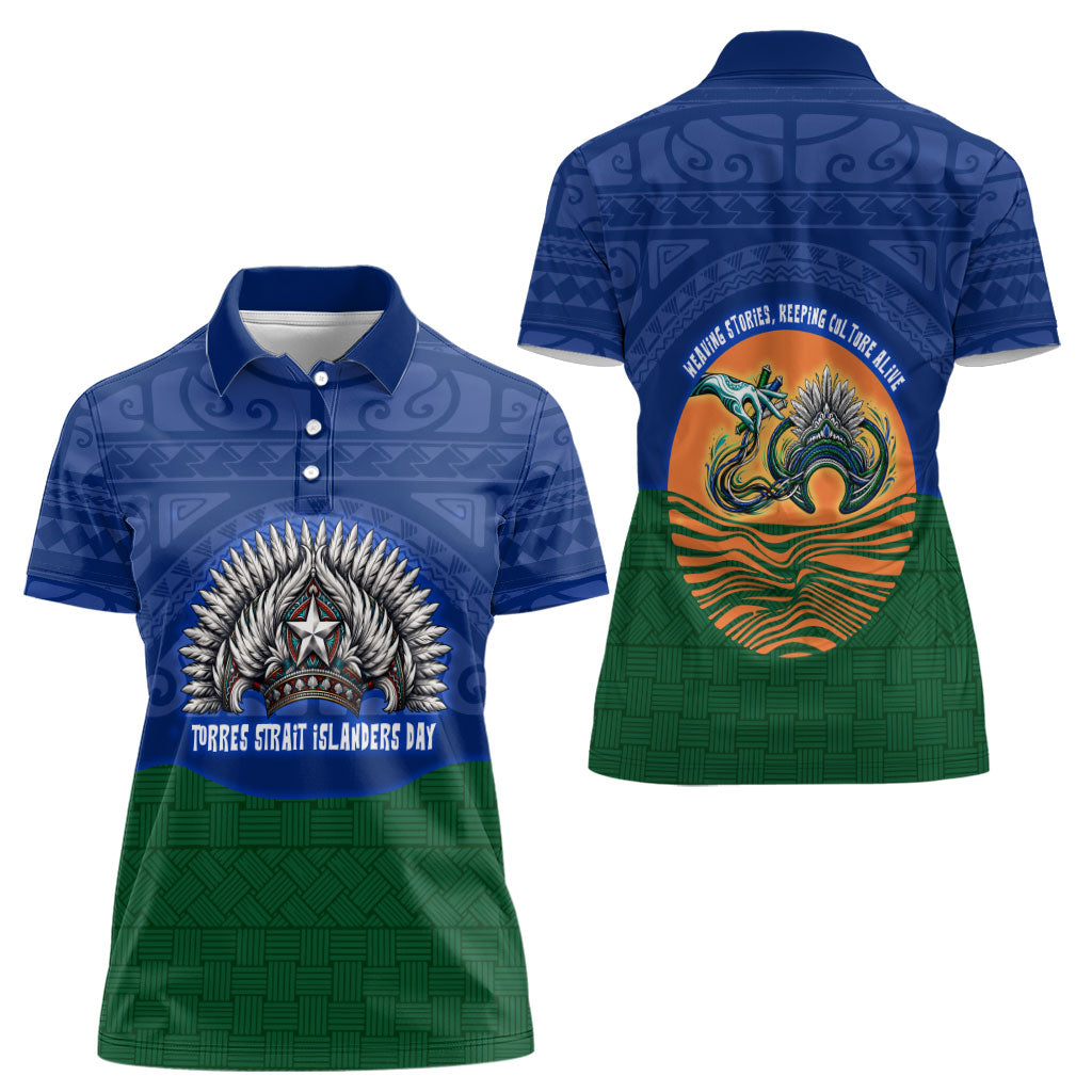 Torres Strait Islanders Day Traditional Dhari Headdress Women Polo Shirt Indigenous Australian Tribal Weaving Pattern Culture