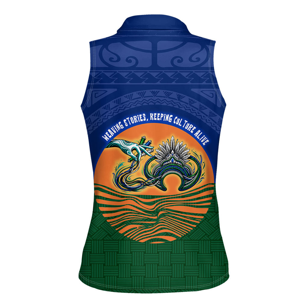 Torres Strait Islanders Day Traditional Dhari Headdress Women Sleeveless Polo Shirt Indigenous Australian Tribal Weaving Pattern Culture