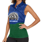 Torres Strait Islanders Day Traditional Dhari Headdress Women Sleeveless Polo Shirt Indigenous Australian Tribal Weaving Pattern Culture