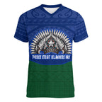 Torres Strait Islanders Day Traditional Dhari Headdress Women V-Neck T-Shirt Indigenous Australian Tribal Weaving Pattern Culture