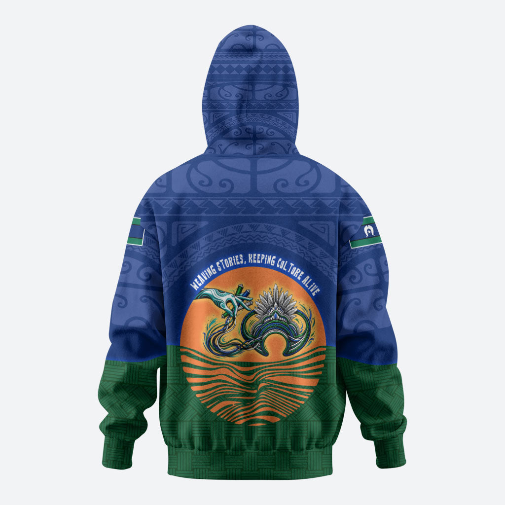 Torres Strait Islanders Day Traditional Dhari Headdress Zip Hoodie Indigenous Australian Tribal Weaving Pattern Culture