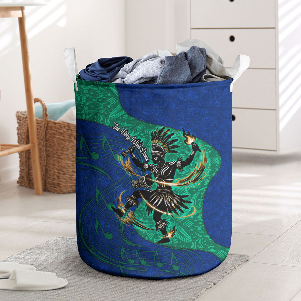Torres Strait Islanders Fiery Wind Dance Drum Laundry Basket Indigenous Australian Tribal Warrior Musical Culture Art