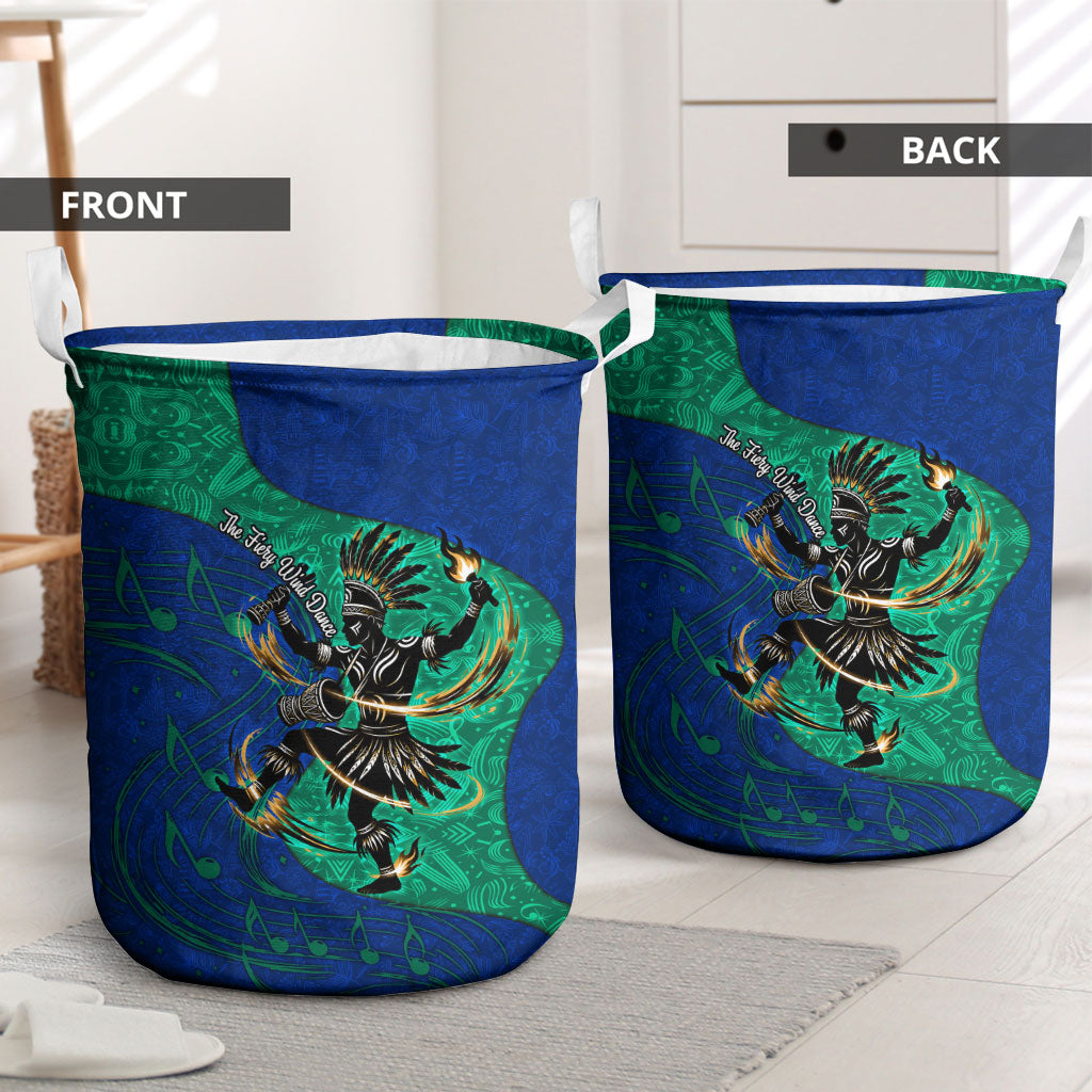 Torres Strait Islanders Fiery Wind Dance Drum Laundry Basket Indigenous Australian Tribal Warrior Musical Culture Art