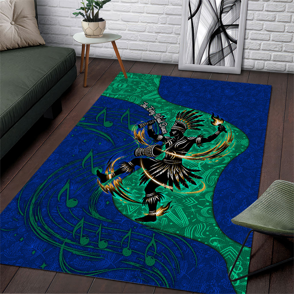 Torres Strait Islanders Fiery Wind Dance Drum Area Rug Indigenous Australian Tribal Warrior Musical Culture Art