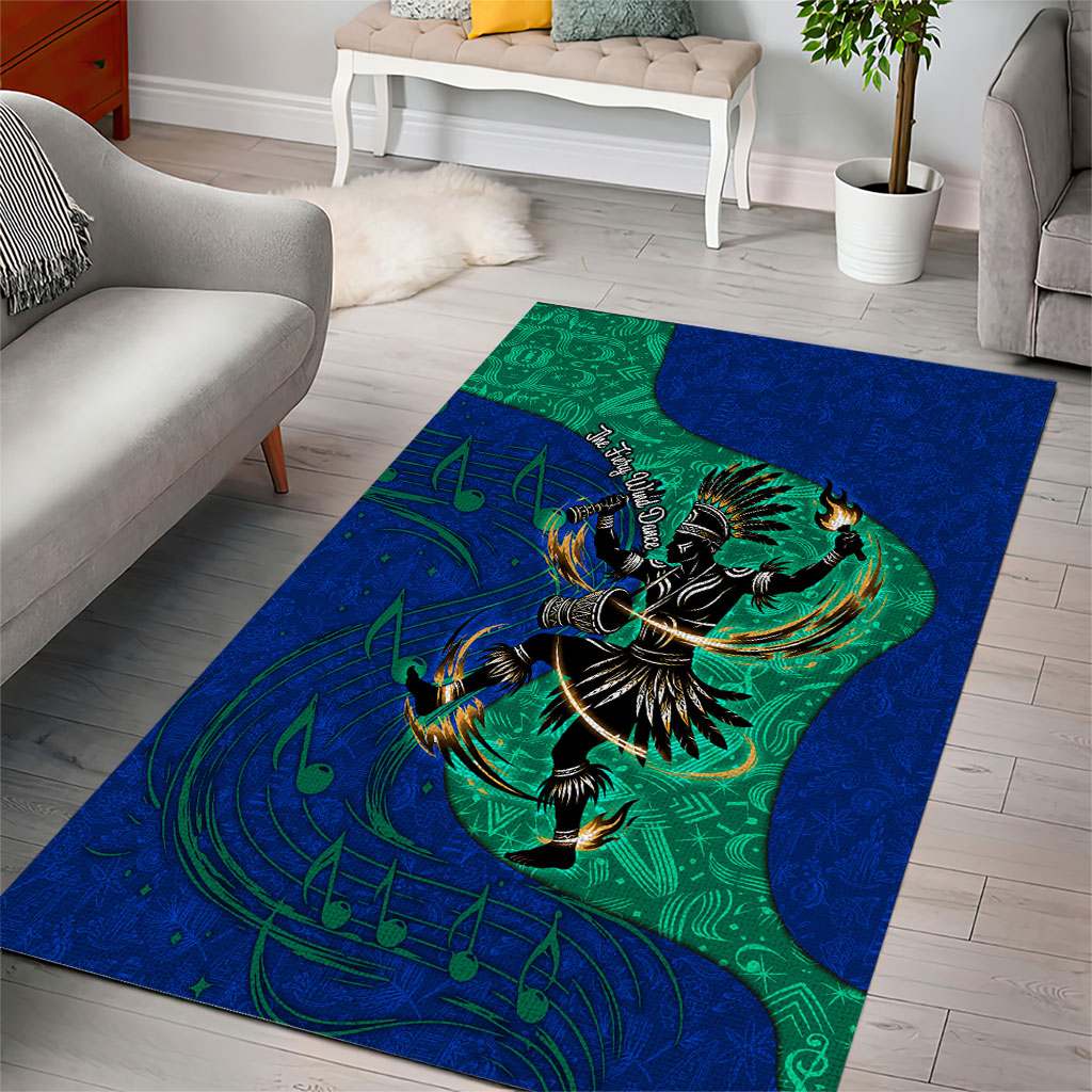 Torres Strait Islanders Fiery Wind Dance Drum Area Rug Indigenous Australian Tribal Warrior Musical Culture Art