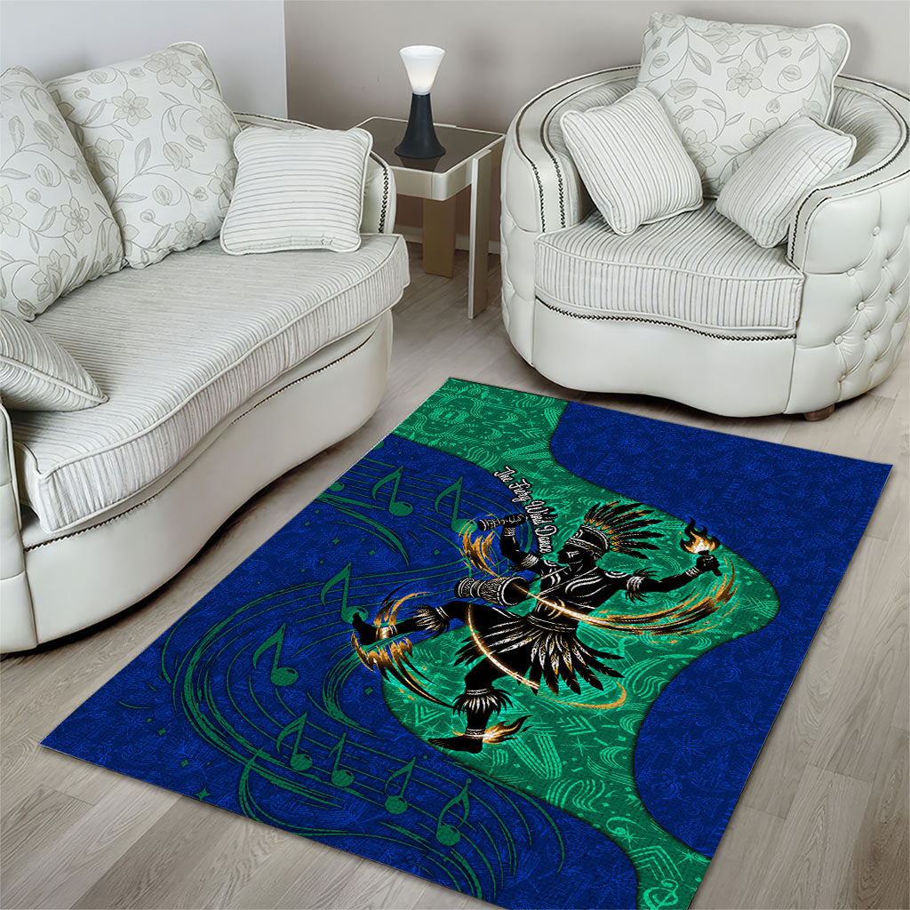 Torres Strait Islanders Fiery Wind Dance Drum Area Rug Indigenous Australian Tribal Warrior Musical Culture Art