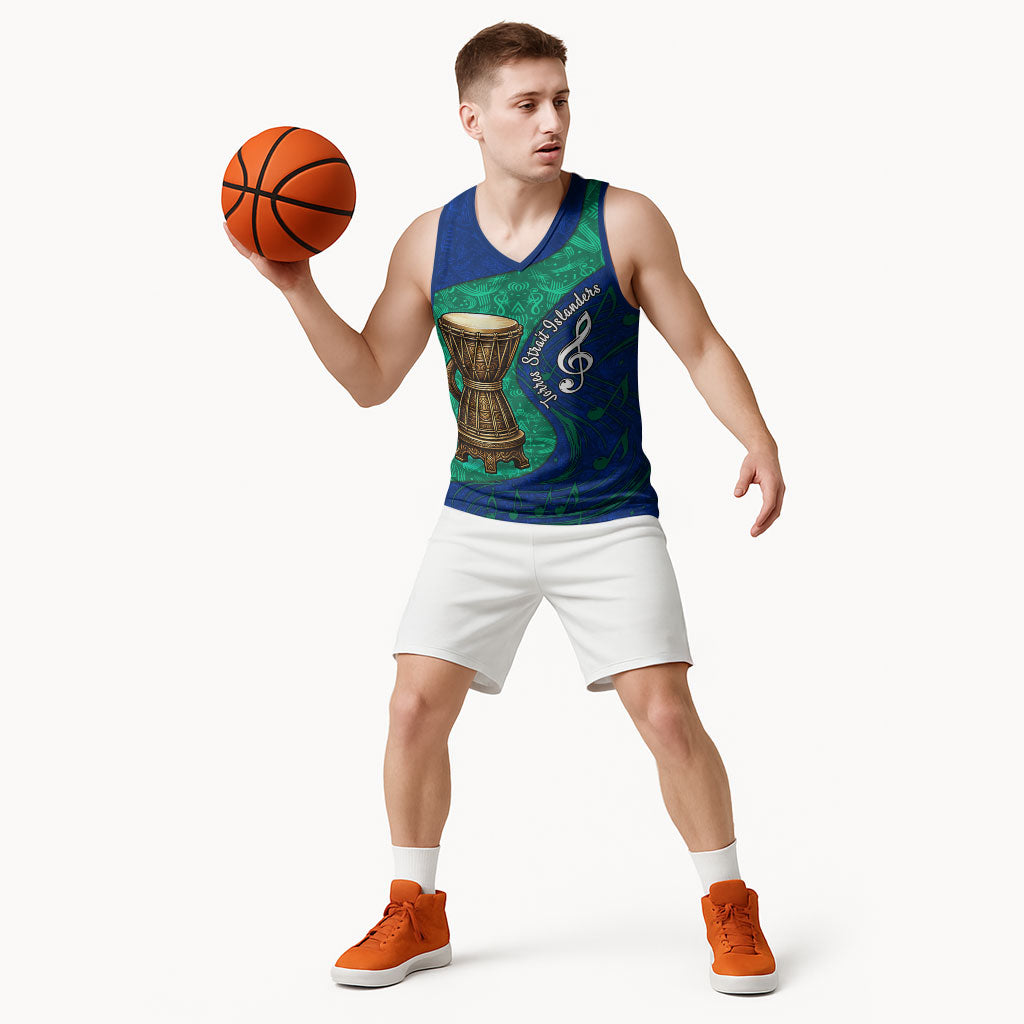 Torres Strait Islanders Fiery Wind Dance Drum Basketball Jersey Indigenous Australian Tribal Warrior Musical Culture Art