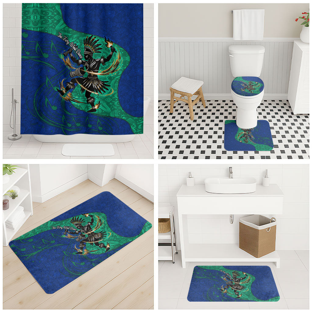 Torres Strait Islanders Fiery Wind Dance Drum Bathroom Set Indigenous Australian Tribal Warrior Musical Culture Art