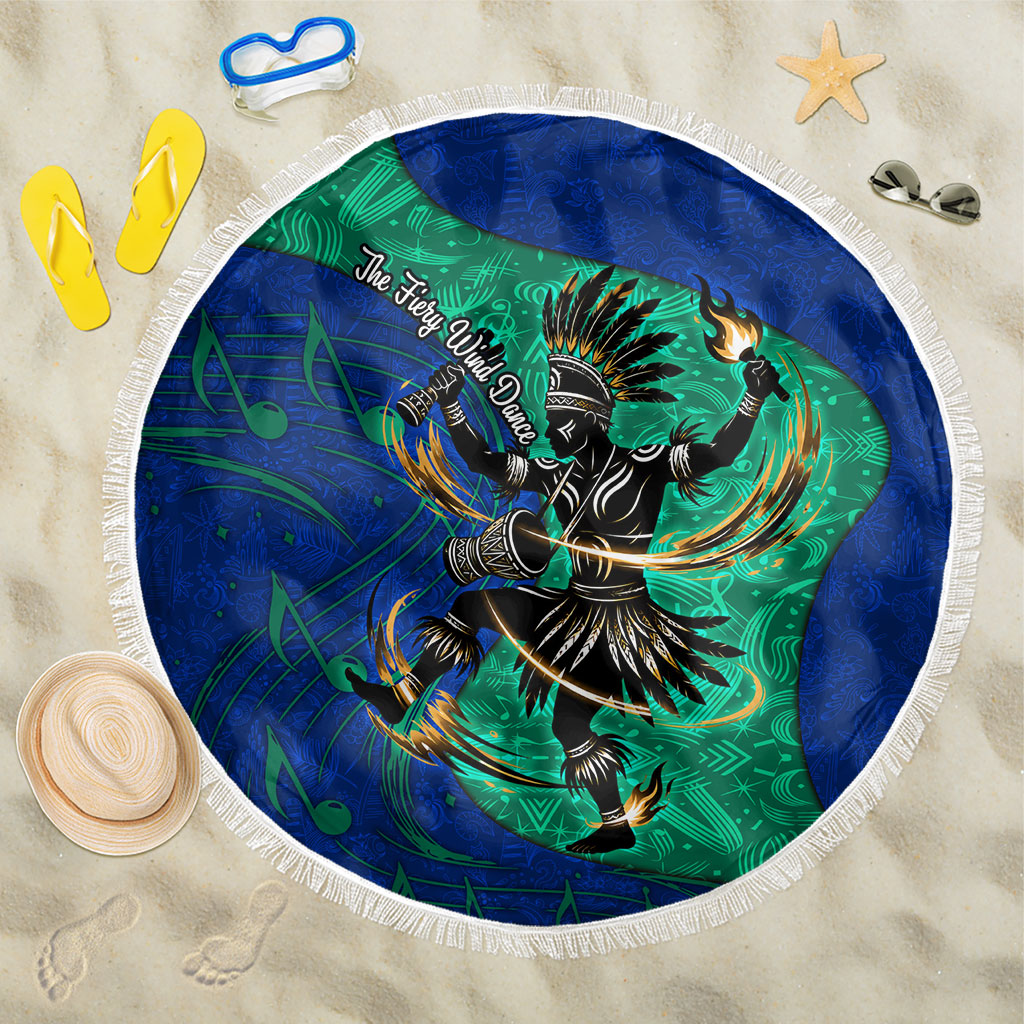Torres Strait Islanders Fiery Wind Dance Drum Beach Blanket Indigenous Australian Tribal Warrior Musical Culture Art
