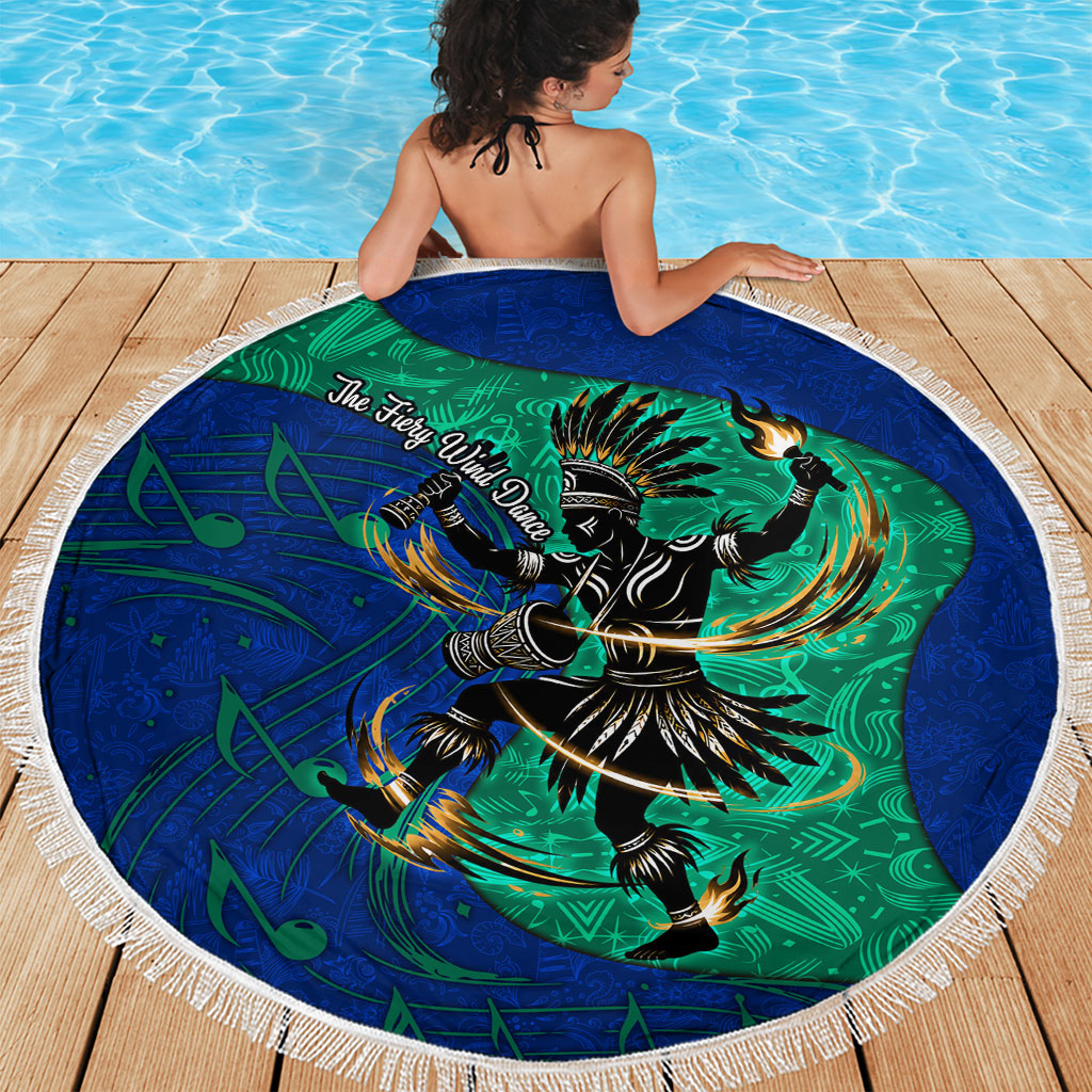 Torres Strait Islanders Fiery Wind Dance Drum Beach Blanket Indigenous Australian Tribal Warrior Musical Culture Art