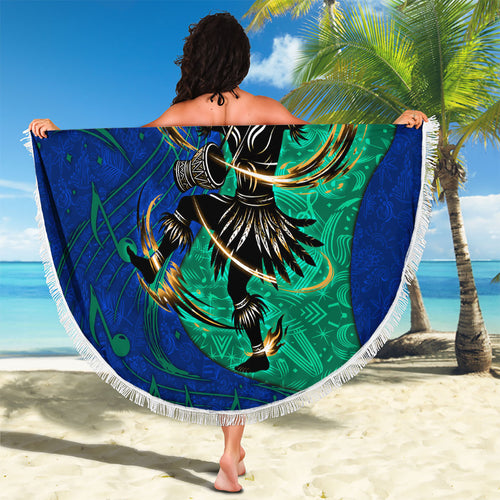 Torres Strait Islanders Fiery Wind Dance Drum Beach Blanket Indigenous Australian Tribal Warrior Musical Culture Art