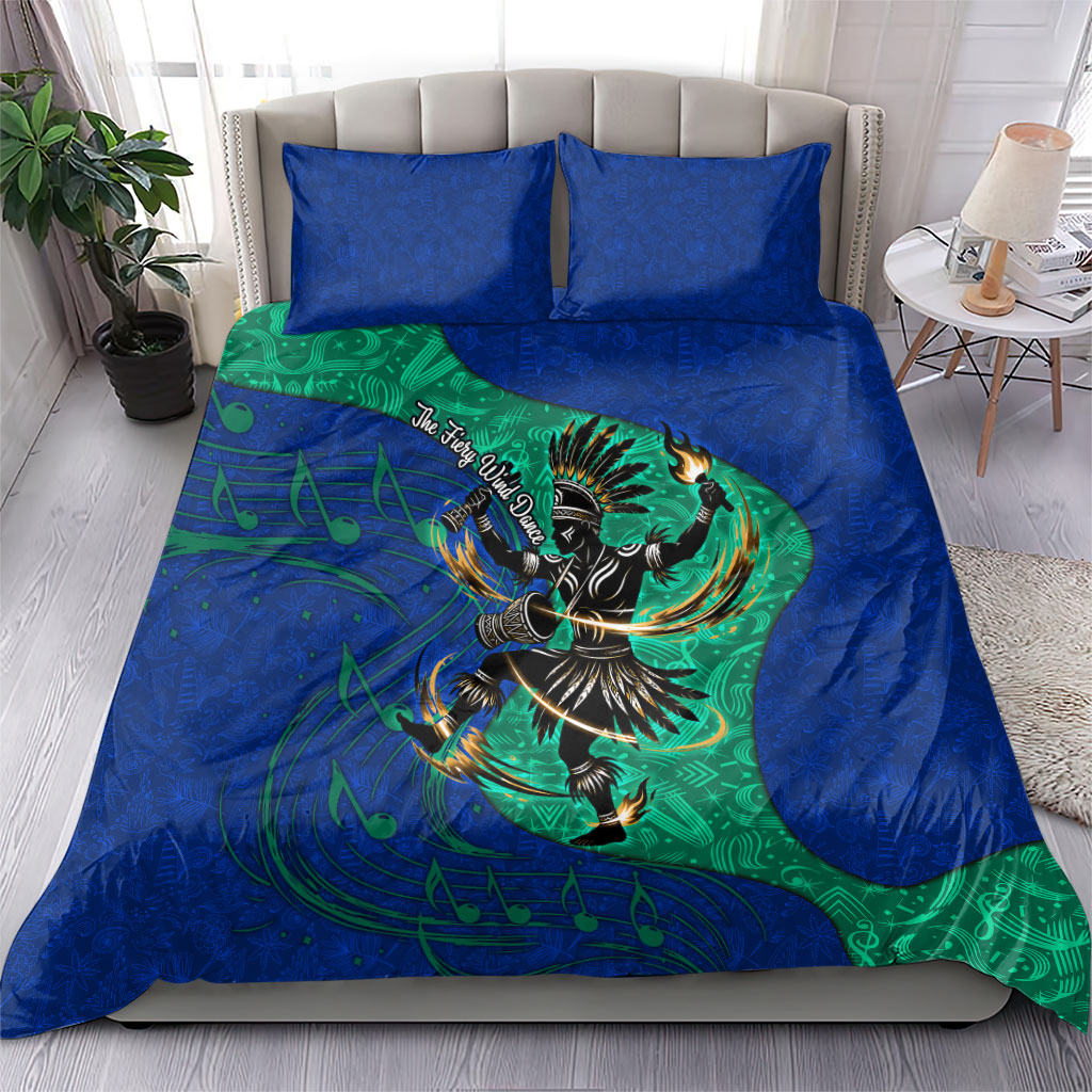 Torres Strait Islanders Fiery Wind Dance Drum Bedding Set Indigenous Australian Tribal Warrior Musical Culture Art