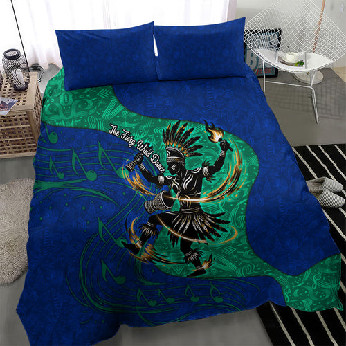 Torres Strait Islanders Fiery Wind Dance Drum Bedding Set Indigenous Australian Tribal Warrior Musical Culture Art