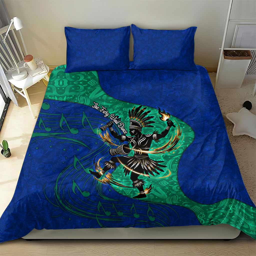 Torres Strait Islanders Fiery Wind Dance Drum Bedding Set Indigenous Australian Tribal Warrior Musical Culture Art