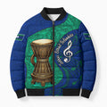 Torres Strait Islanders Fiery Wind Dance Drum Bomber Puffer Jacket Indigenous Australian Tribal Warrior Musical Culture Art