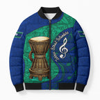 Torres Strait Islanders Fiery Wind Dance Drum Bomber Puffer Jacket Indigenous Australian Tribal Warrior Musical Culture Art