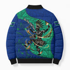 Torres Strait Islanders Fiery Wind Dance Drum Bomber Puffer Jacket Indigenous Australian Tribal Warrior Musical Culture Art