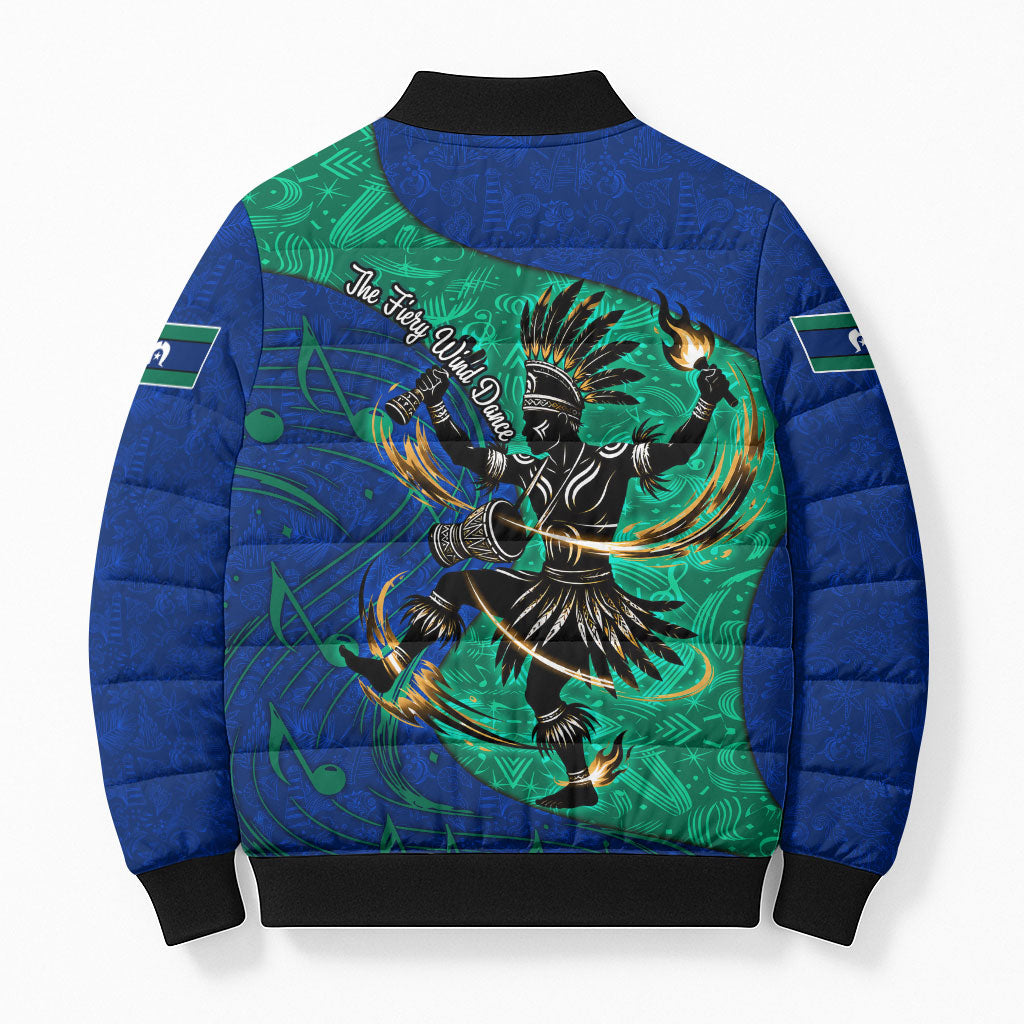 Torres Strait Islanders Fiery Wind Dance Drum Bomber Puffer Jacket Indigenous Australian Tribal Warrior Musical Culture Art