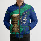 Torres Strait Islanders Fiery Wind Dance Drum Bomber Puffer Jacket Indigenous Australian Tribal Warrior Musical Culture Art
