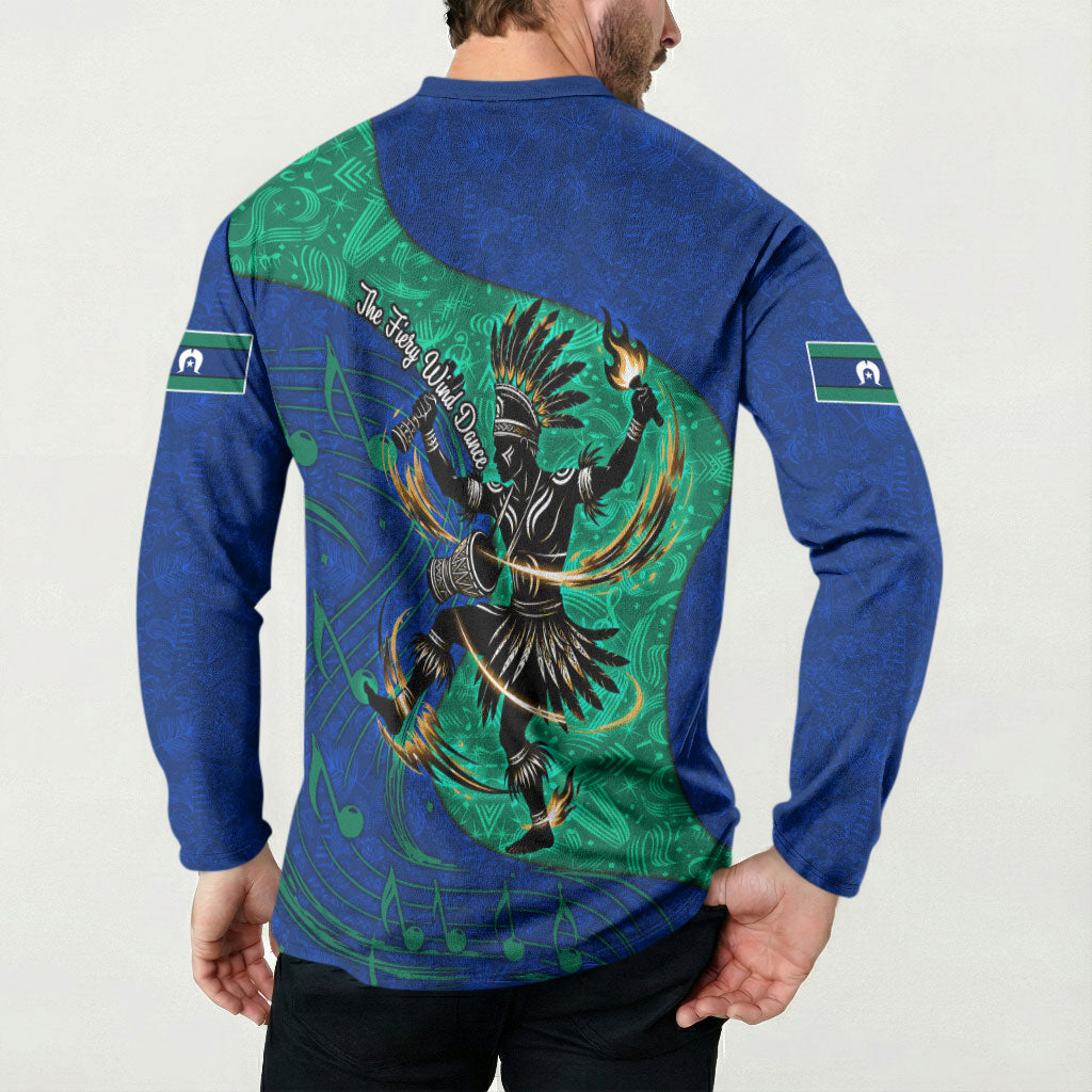 Torres Strait Islanders Fiery Wind Dance Drum Button Sweatshirt Indigenous Australian Tribal Warrior Musical Culture Art
