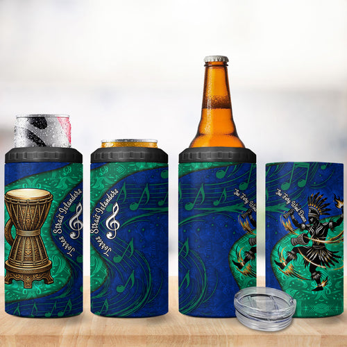 Torres Strait Islanders Fiery Wind Dance Drum 4 in 1 Can Cooler Tumbler Indigenous Australian Tribal Warrior Musical Culture Art
