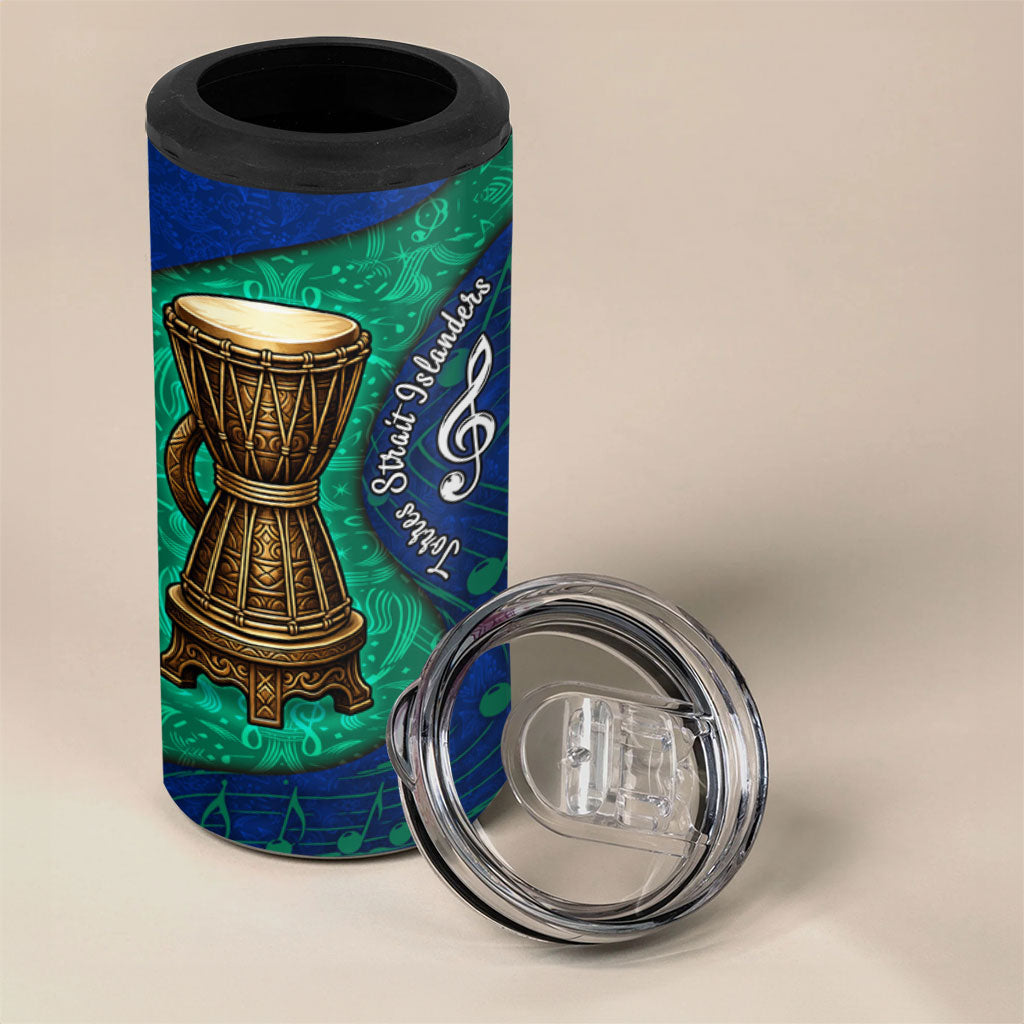 Torres Strait Islanders Fiery Wind Dance Drum 4 in 1 Can Cooler Tumbler Indigenous Australian Tribal Warrior Musical Culture Art