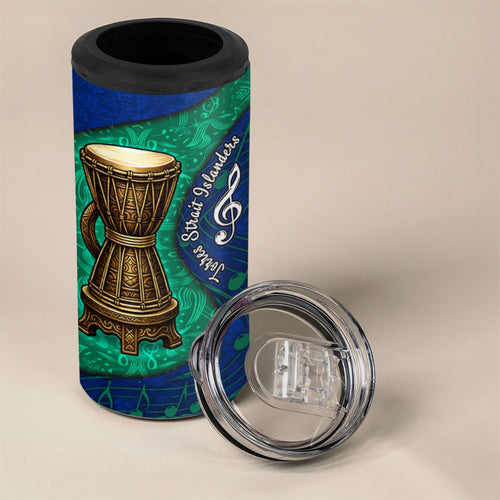 Torres Strait Islanders Fiery Wind Dance Drum 4 in 1 Can Cooler Tumbler Indigenous Australian Tribal Warrior Musical Culture Art