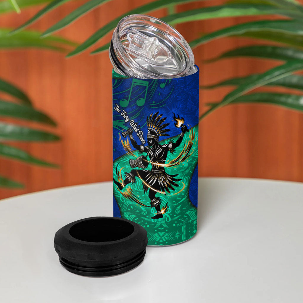 Torres Strait Islanders Fiery Wind Dance Drum 4 in 1 Can Cooler Tumbler Indigenous Australian Tribal Warrior Musical Culture Art