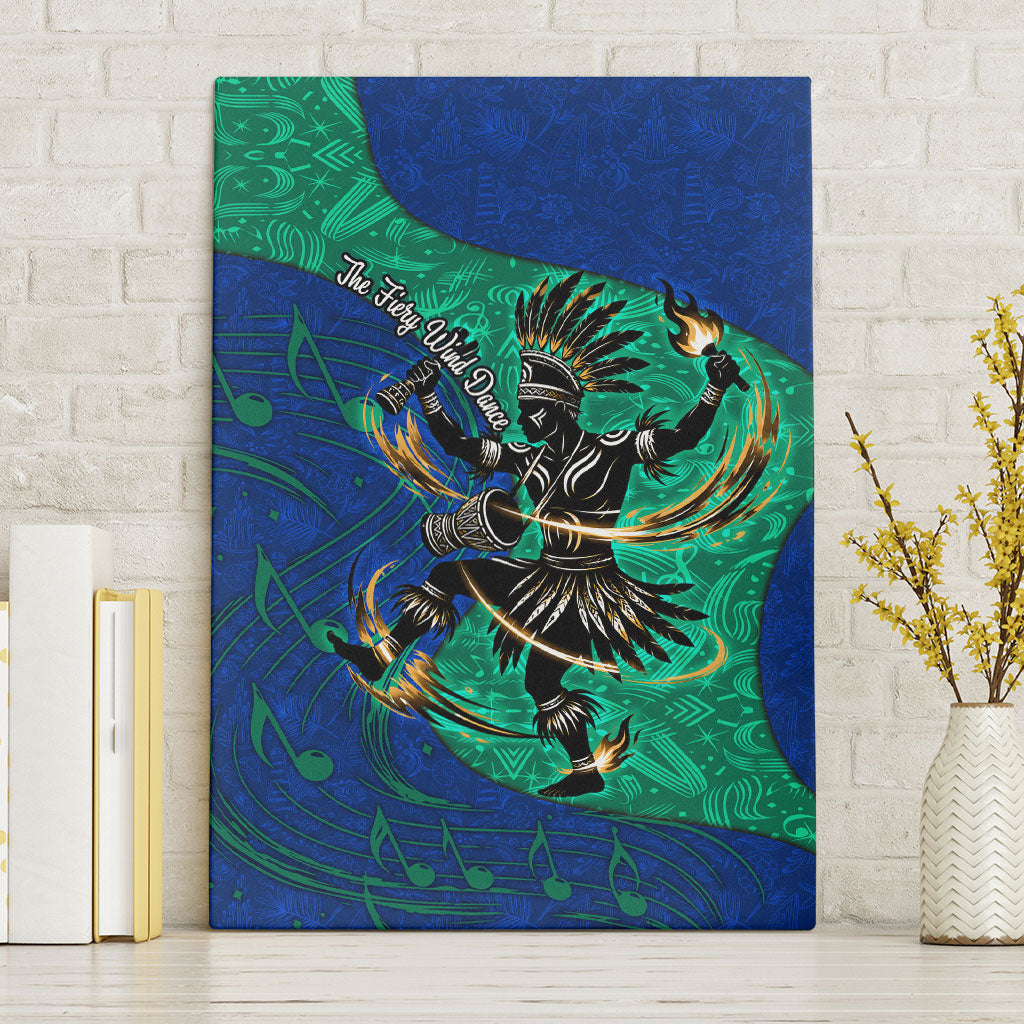 Torres Strait Islanders Fiery Wind Dance Drum Canvas Wall Art Indigenous Australian Tribal Warrior Musical Culture Art