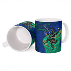 Torres Strait Islanders Fiery Wind Dance Drum Ceramic Mug Indigenous Australian Tribal Warrior Musical Culture Art