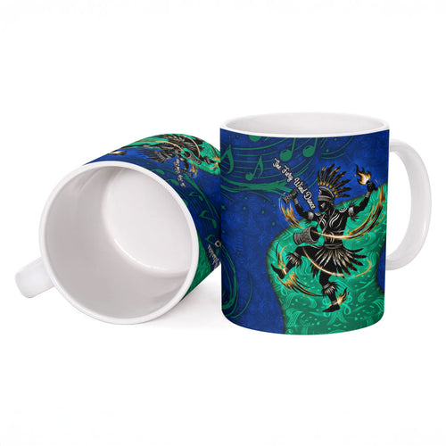 Torres Strait Islanders Fiery Wind Dance Drum Ceramic Mug Indigenous Australian Tribal Warrior Musical Culture Art