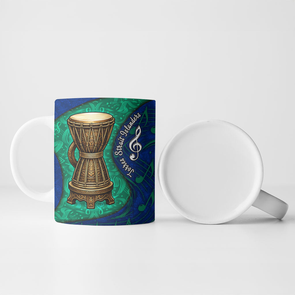 Torres Strait Islanders Fiery Wind Dance Drum Ceramic Mug Indigenous Australian Tribal Warrior Musical Culture Art