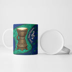 Torres Strait Islanders Fiery Wind Dance Drum Ceramic Mug Indigenous Australian Tribal Warrior Musical Culture Art