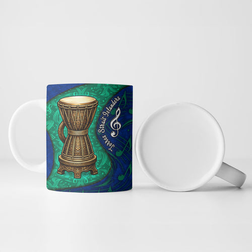 Torres Strait Islanders Fiery Wind Dance Drum Ceramic Mug Indigenous Australian Tribal Warrior Musical Culture Art