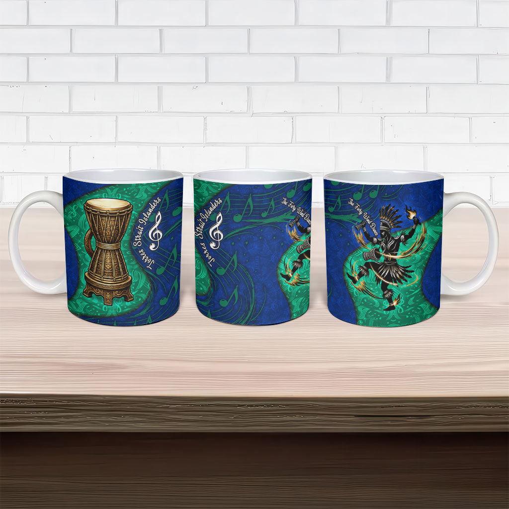 Torres Strait Islanders Fiery Wind Dance Drum Ceramic Mug Indigenous Australian Tribal Warrior Musical Culture Art