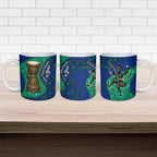 Torres Strait Islanders Fiery Wind Dance Drum Ceramic Mug Indigenous Australian Tribal Warrior Musical Culture Art