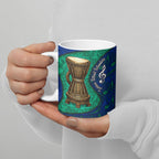 Torres Strait Islanders Fiery Wind Dance Drum Ceramic Mug Indigenous Australian Tribal Warrior Musical Culture Art