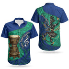 Torres Strait Islanders Fiery Wind Dance Drum Couples Matching Long Sleeve Bodycon Dress and Hawaiian Shirt Indigenous Australian Tribal Warrior Musical Culture Art