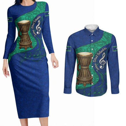 Torres Strait Islanders Fiery Wind Dance Drum Couples Matching Long Sleeve Bodycon Dress and Long Sleeve Button Shirt Indigenous Australian Tribal Warrior Musical Culture Art