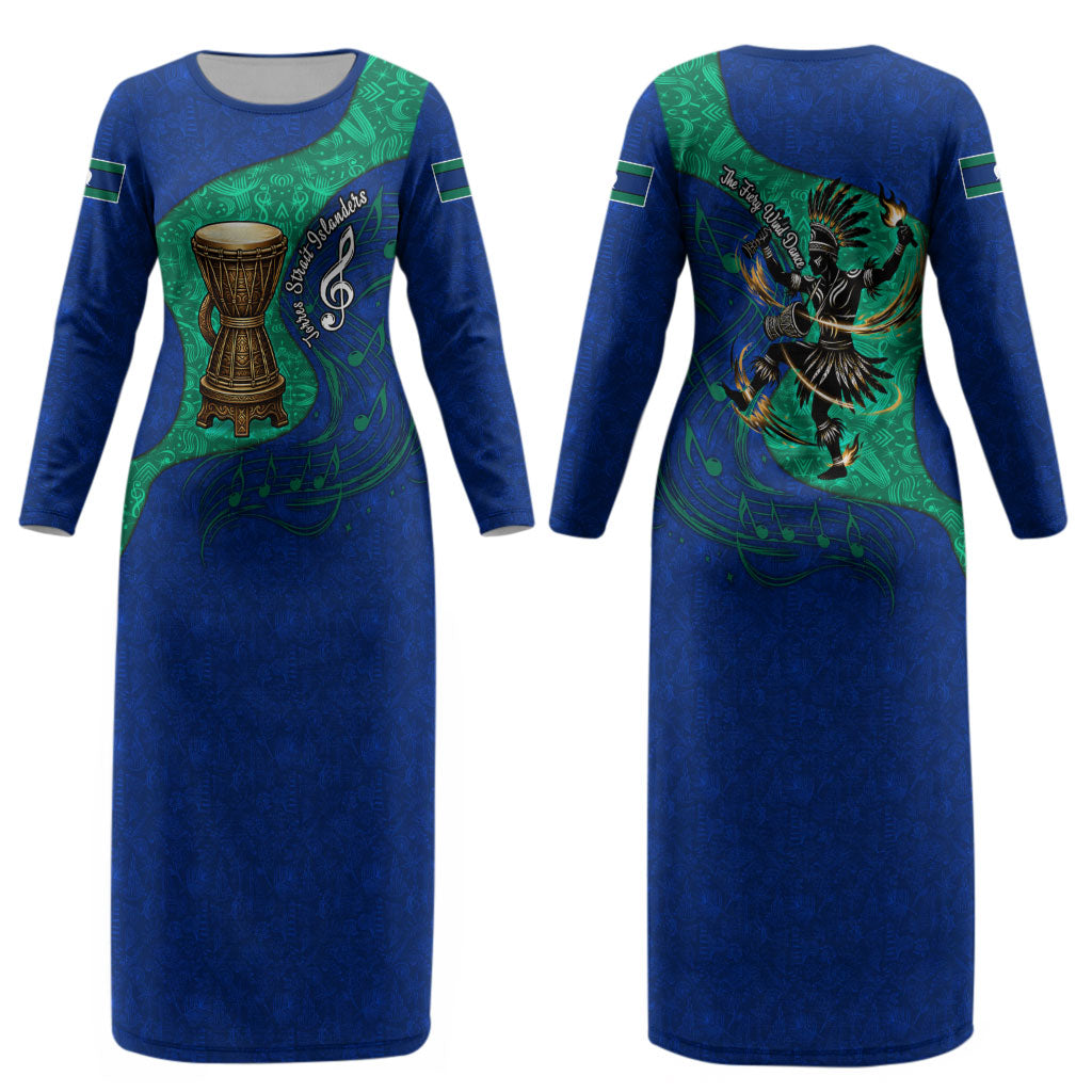 Torres Strait Islanders Fiery Wind Dance Drum Couples Matching Long Sleeve Bodycon Dress and Long Sleeve Button Shirt Indigenous Australian Tribal Warrior Musical Culture Art