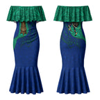 Torres Strait Islanders Fiery Wind Dance Drum Couples Matching Mermaid Dress and Long Sleeve Button Shirt Indigenous Australian Tribal Warrior Musical Culture Art