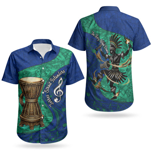 Torres Strait Islanders Fiery Wind Dance Drum Couples Matching Off Shoulder Maxi Dress and Hawaiian Shirt Indigenous Australian Tribal Warrior Musical Culture Art