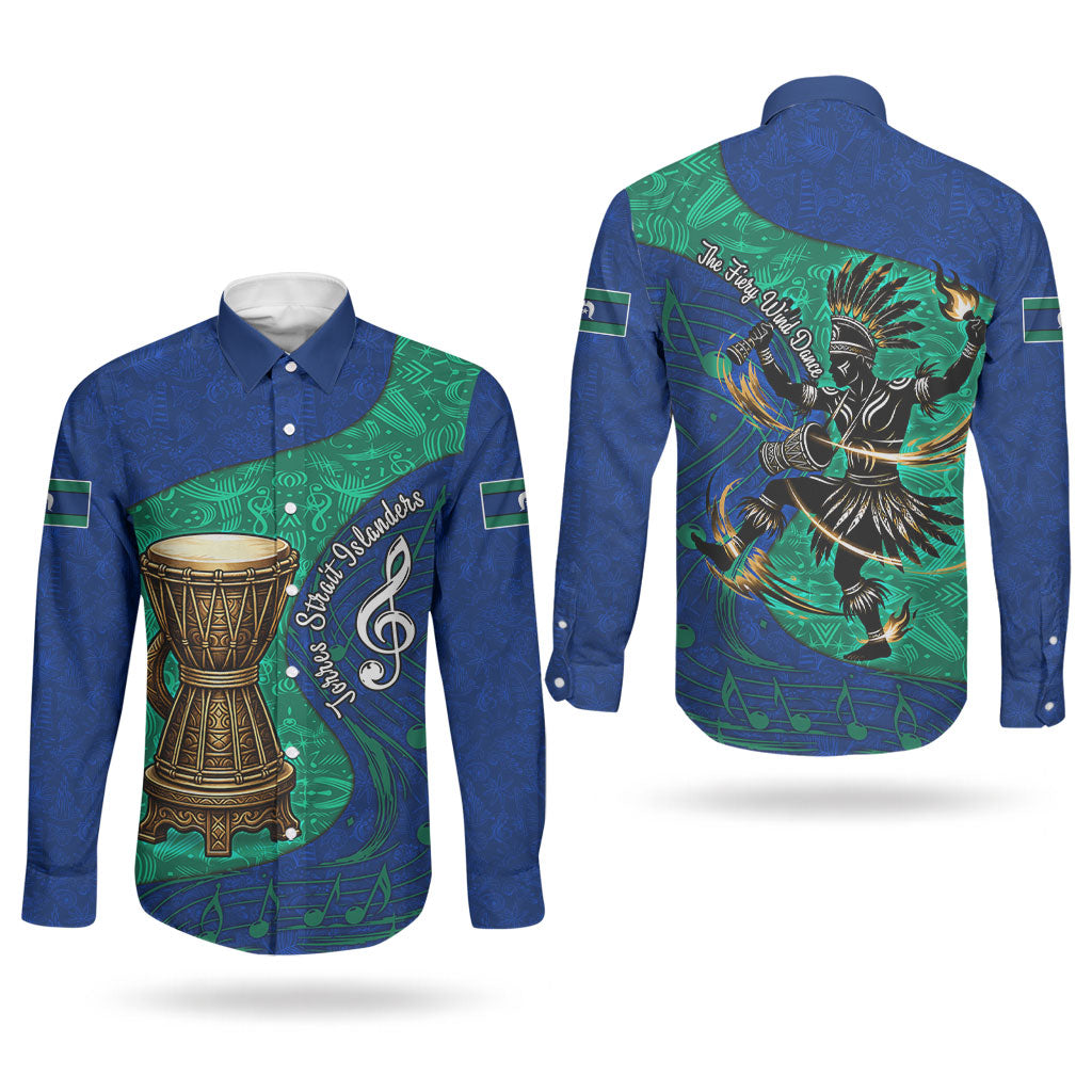 Torres Strait Islanders Fiery Wind Dance Drum Couples Matching Summer Maxi Dress and Long Sleeve Button Shirt Indigenous Australian Tribal Warrior Musical Culture Art