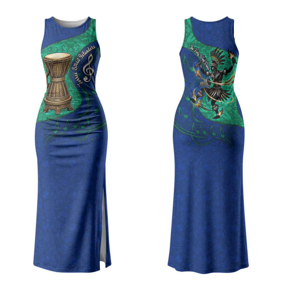 Torres Strait Islanders Fiery Wind Dance Drum Couples Matching Tank Maxi Dress and Hawaiian Shirt Indigenous Australian Tribal Warrior Musical Culture Art