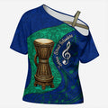 Torres Strait Islanders Fiery Wind Dance Drum Cross Shoulder Shirt Indigenous Australian Tribal Warrior Musical Culture Art
