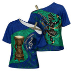 Torres Strait Islanders Fiery Wind Dance Drum Cross Shoulder Shirt Indigenous Australian Tribal Warrior Musical Culture Art